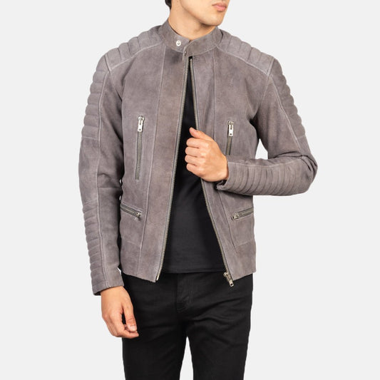 Damian Grey Suede Biker Jacket - Vox Leather