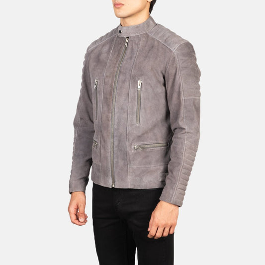 Damian Grey Suede Biker Jacket - Vox Leather