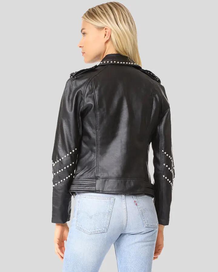 Dani Black Studded Leather Jacket - Vox Leather