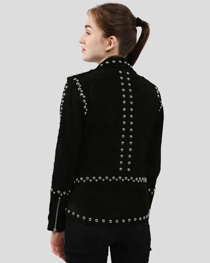 Danica Black Suede Studded Leather Jacket - Rare Leather