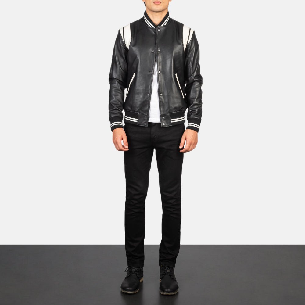 Dantee Black Leather Varsity Jacket - Vox Leather