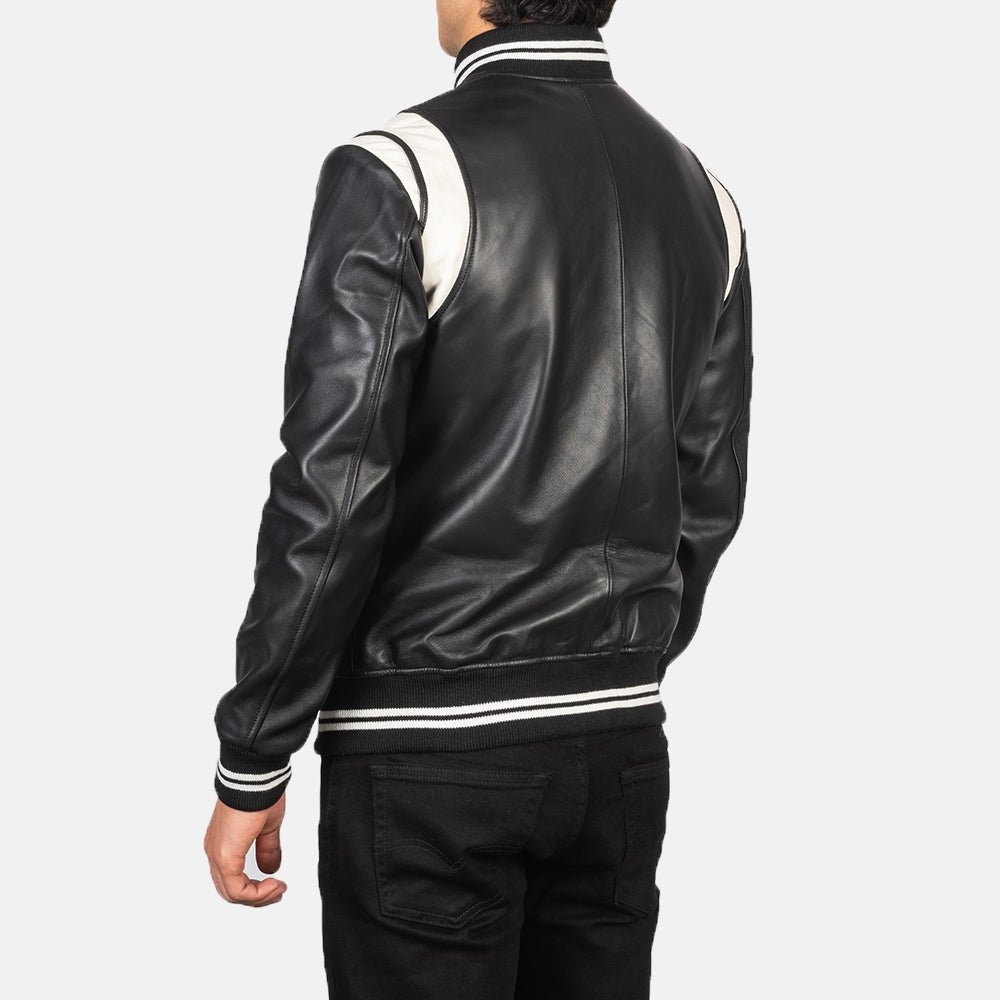 Dantee Black Leather Varsity Jacket - Vox Leather