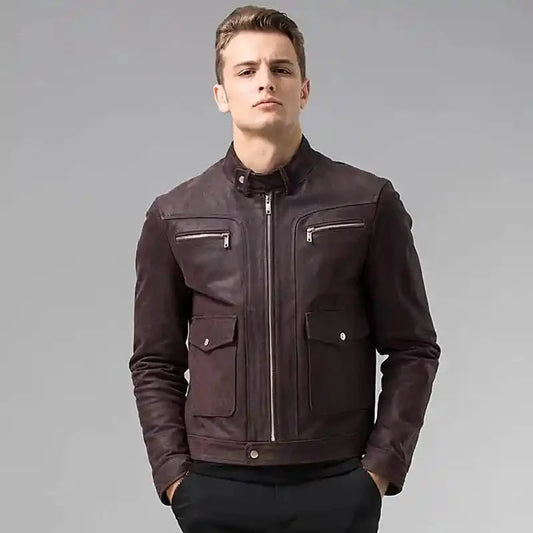 Dark Maroon Leather Jacket For Men - Rare Leather
