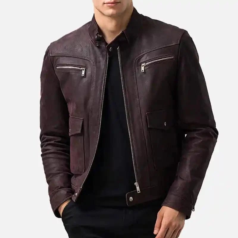 Dark Maroon Leather Jacket For Men - Vox Leather