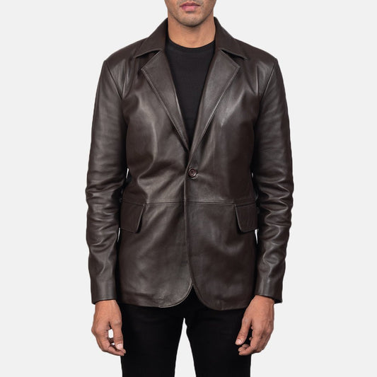 Daron Brown Leather Blazer - Vox Leather