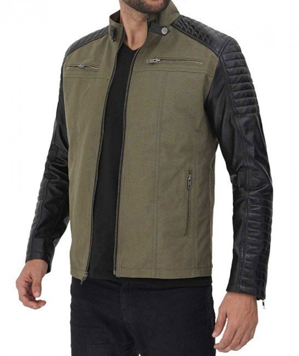 Darrell Green and Black Mens Cafe Racer Jacket - Vox Leather