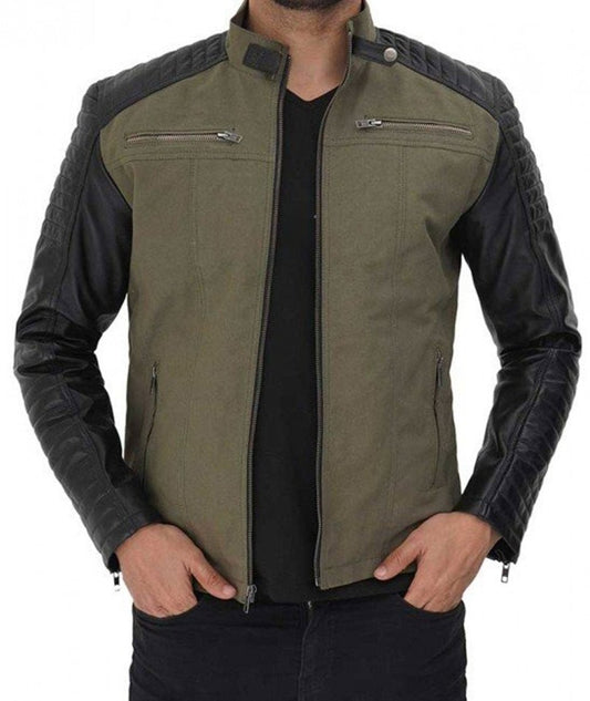 Darrell Green and Black Mens Cafe Racer Jacket - Vox Leather