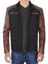 Darrell Mens Black and Brown Cafe Racer Leather Jacket - Rare Leather