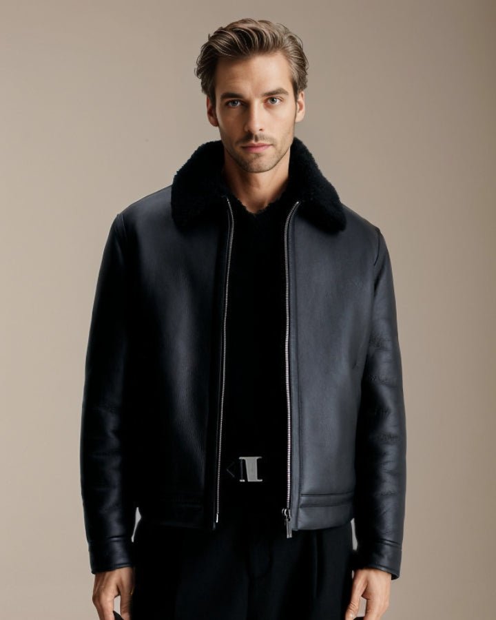 Dastan Shearling Racer Leather Jacket - Rare Leather