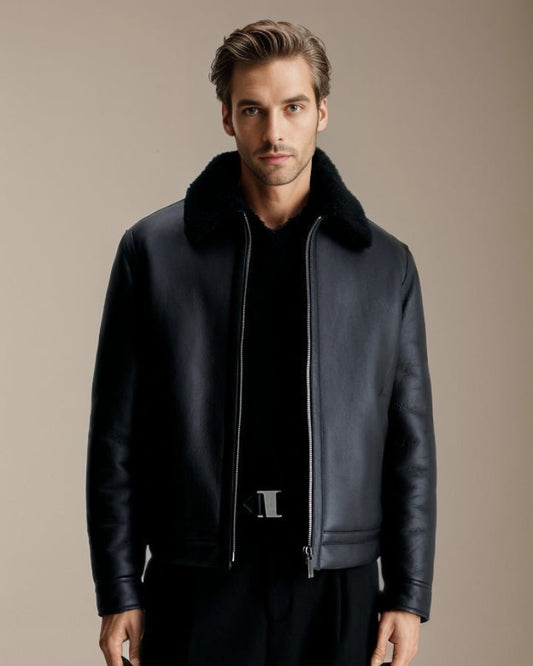 Dastan Shearling Racer Leather Jacket - Rare Leather