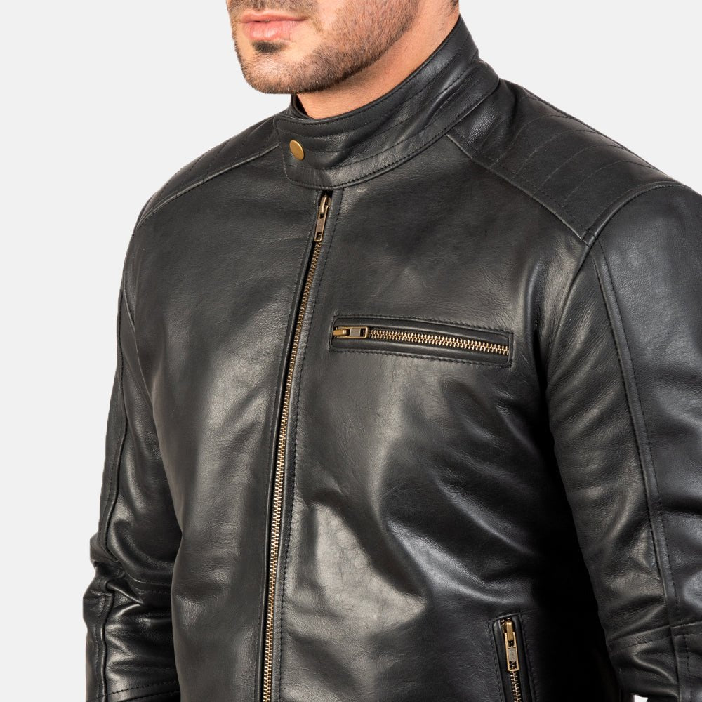 Dean Black Leather Biker Jacket - Vox Leather