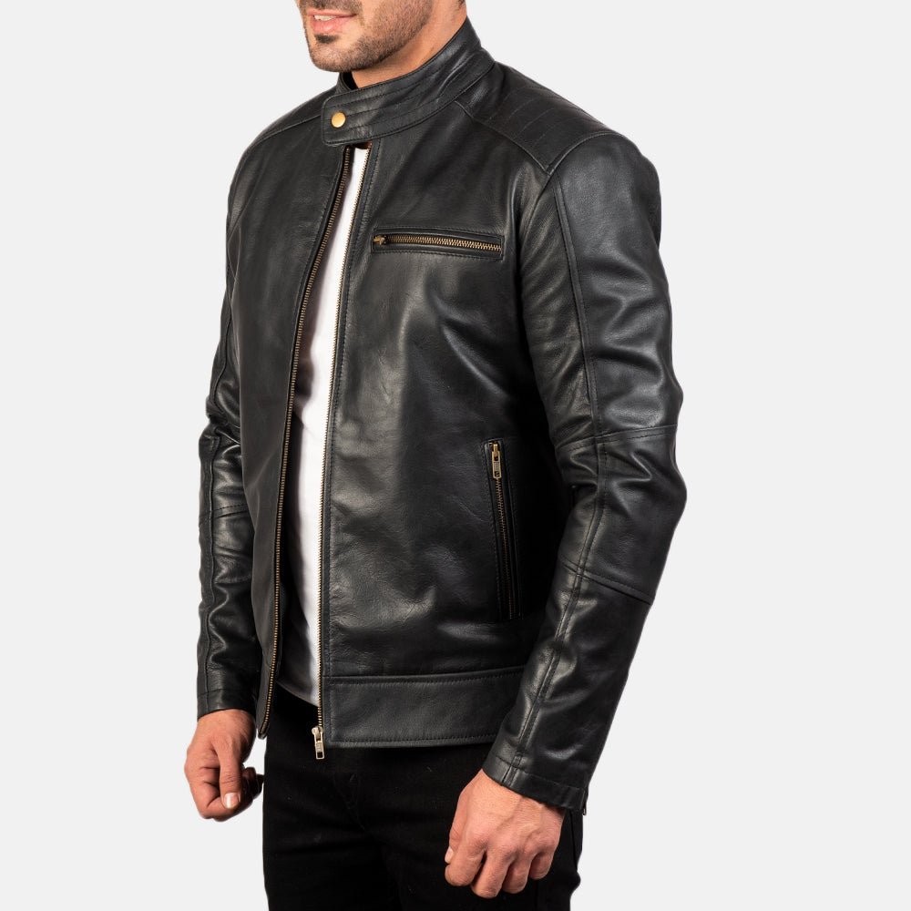 Dean Black Leather Biker Jacket - Vox Leather