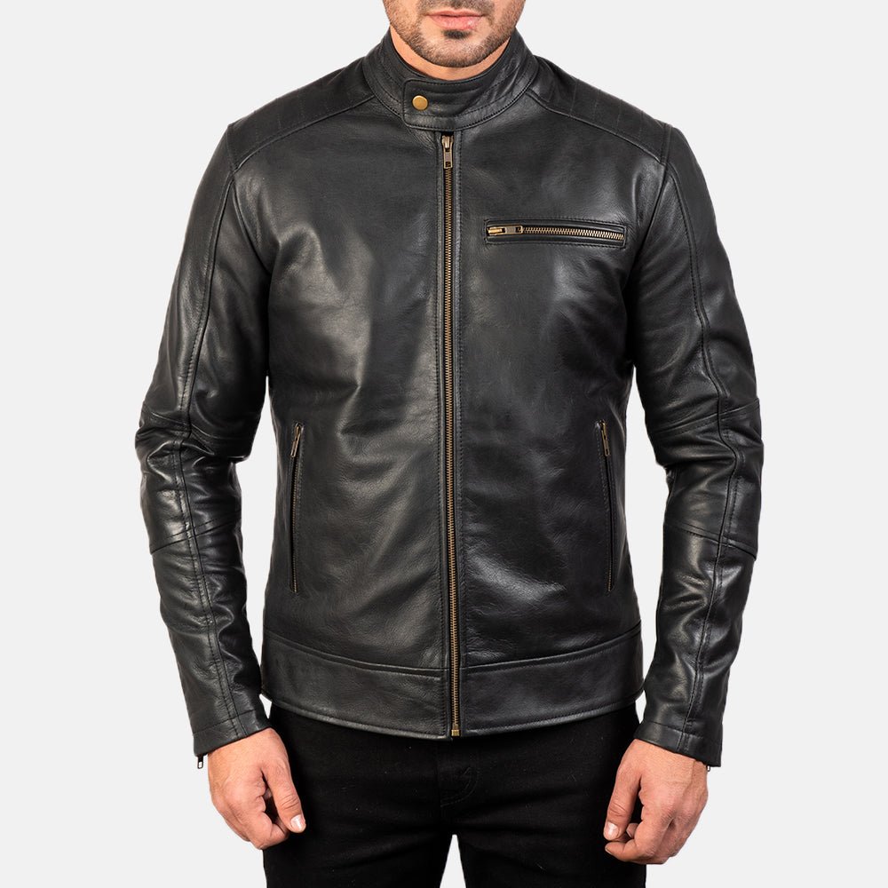Dean Black Leather Biker Jacket - Vox Leather