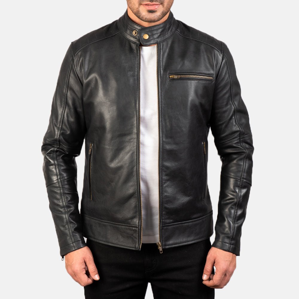 Dean Black Leather Biker Jacket - Vox Leather