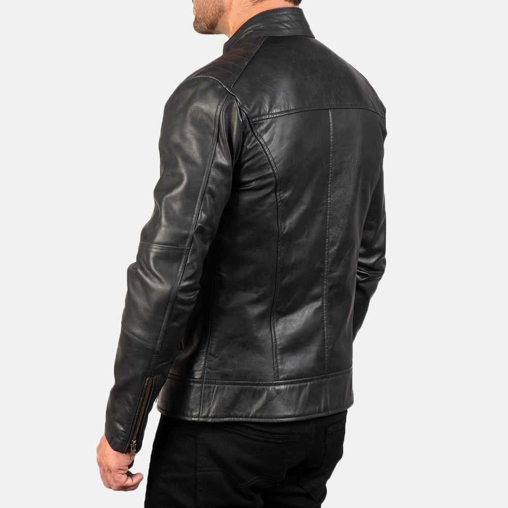 Dean Black Leather Biker Jacket - Vox Leather