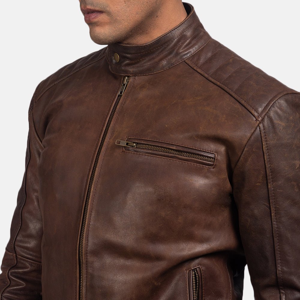 Dean Brown Leather Biker Jacket - Vox Leather