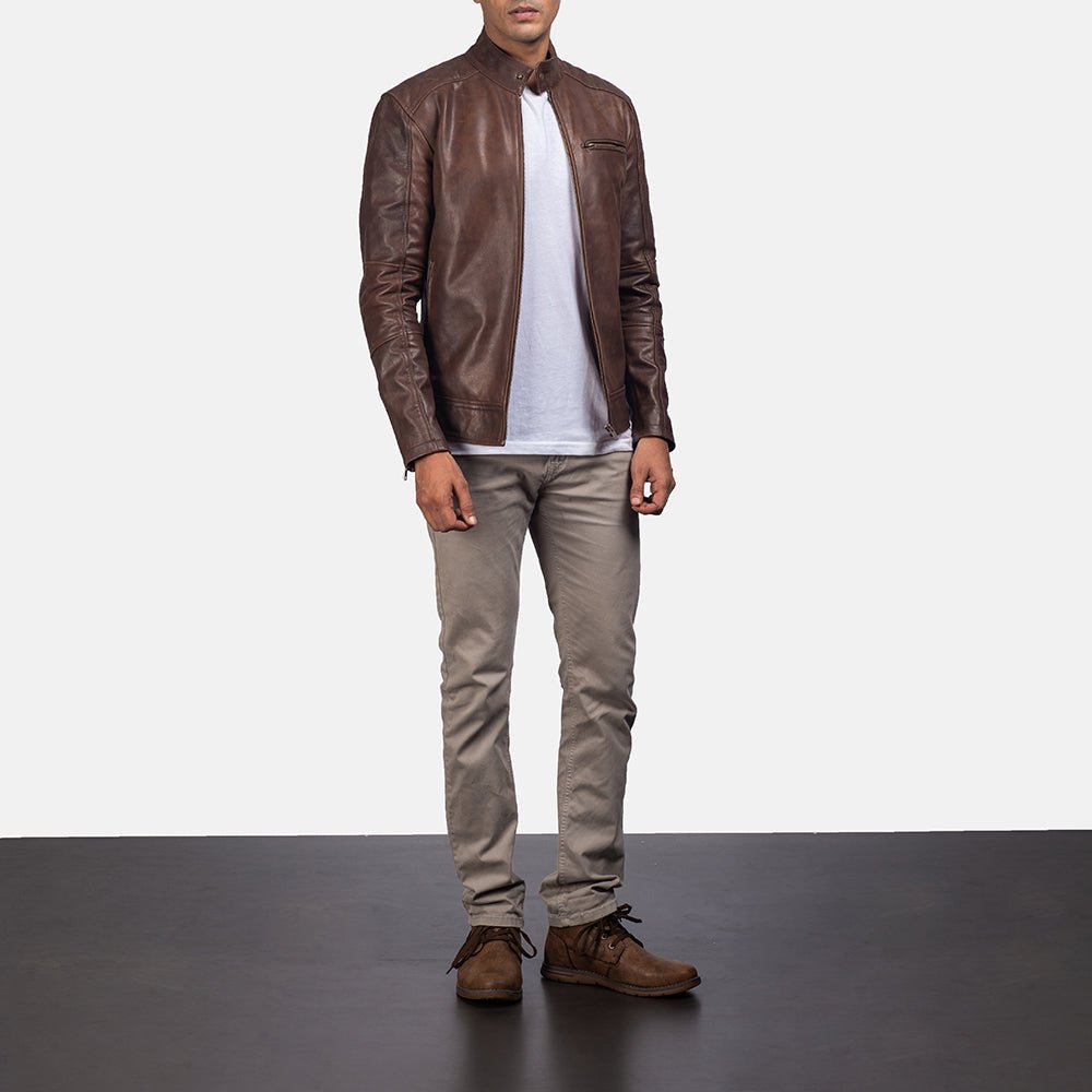 Dean Brown Leather Biker Jacket - Vox Leather