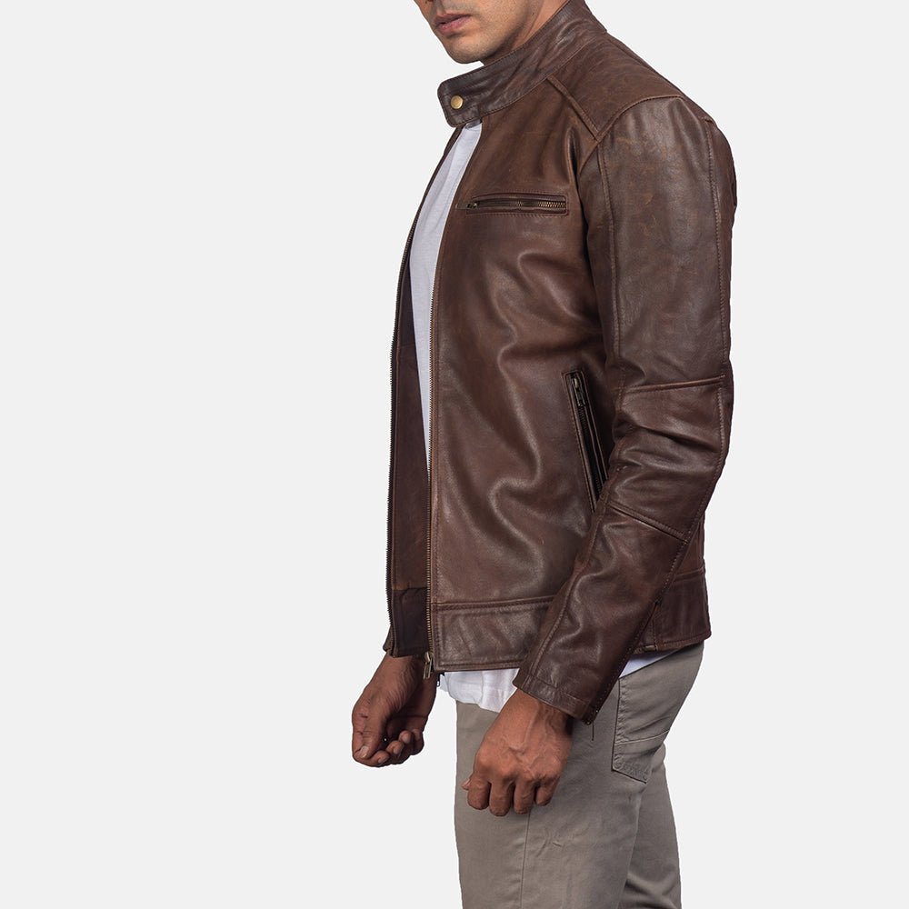 Dean Brown Leather Biker Jacket - Vox Leather