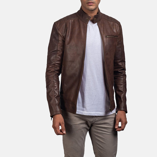 Dean Brown Leather Biker Jacket - Vox Leather