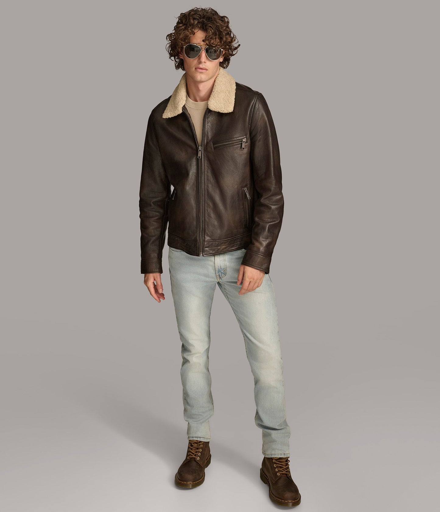 Dean Zip Up Shirt Collar Jacket - Rare Leather