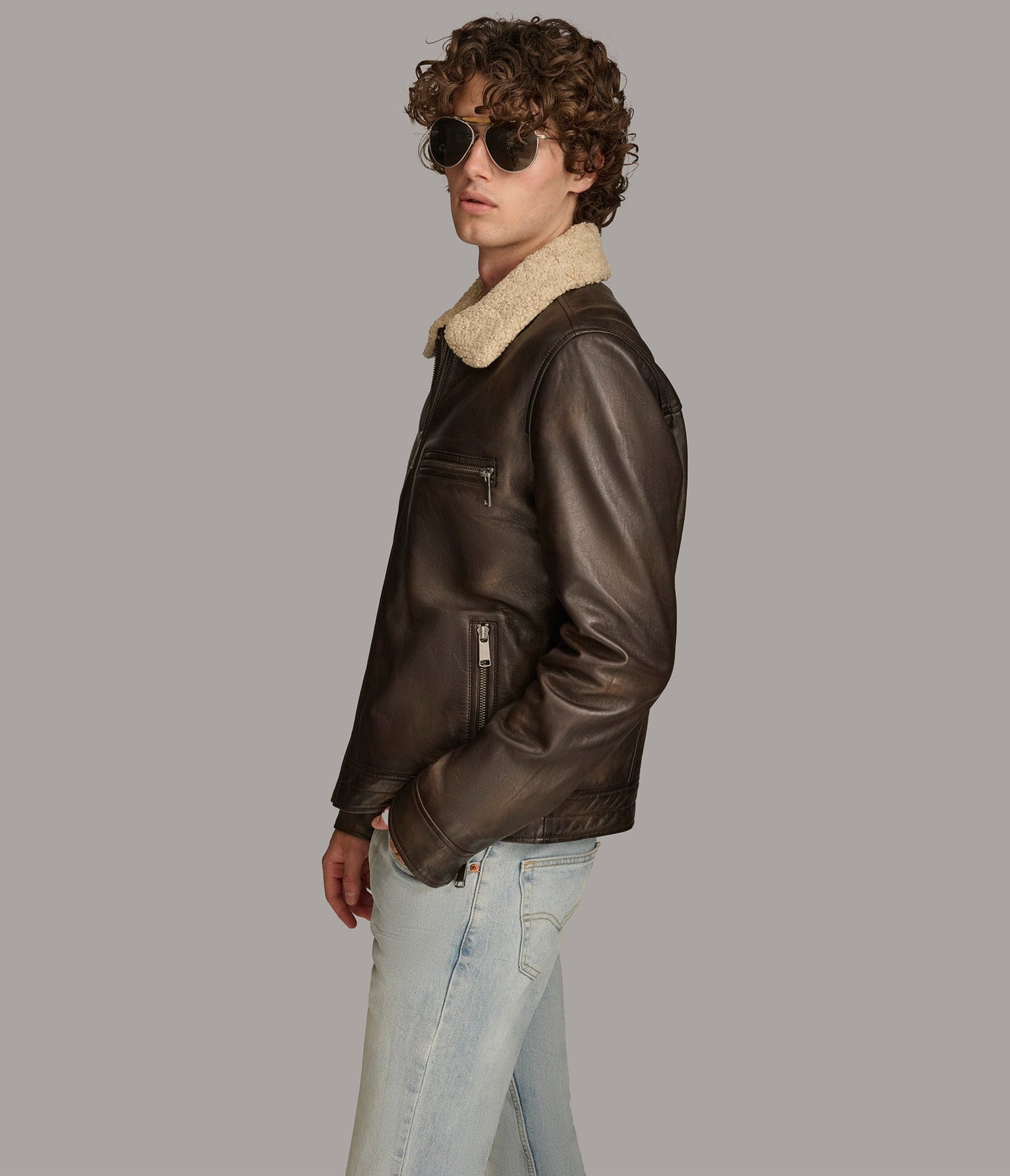 Dean Zip Up Shirt Collar Jacket - Rare Leather
