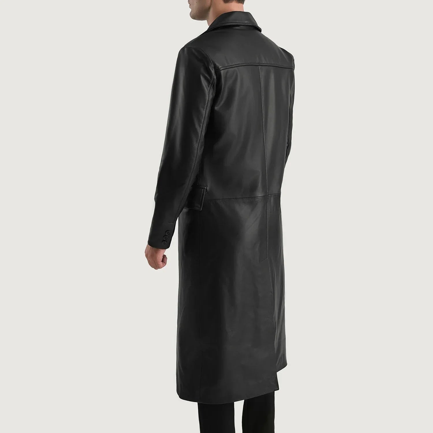 Delmar Black Leather Double Breasted Coat - Rare Leather