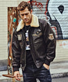 Denver Men’s Black Bomber Leather Jacket Aviator with Removable Collar - Vox Leather