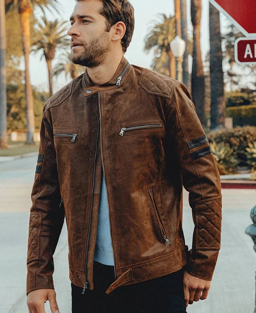Denver Men’s Brown Bomber Leather Jacket Aviator - Vox Leather