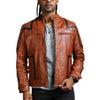 Designer Men Brown Waxed Leather Jacket - Rare Leather