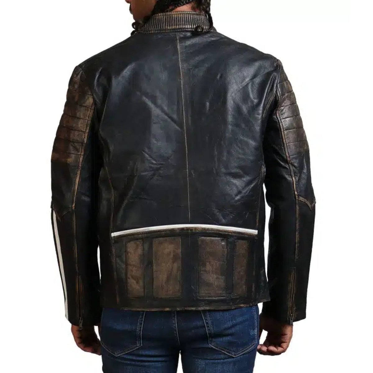 Designer Men Distressed Black Leather Jacket - Vox Leather