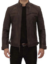 Diamond Mens Distressed Brown Motorcycle Leather Jacket - Vox Leather