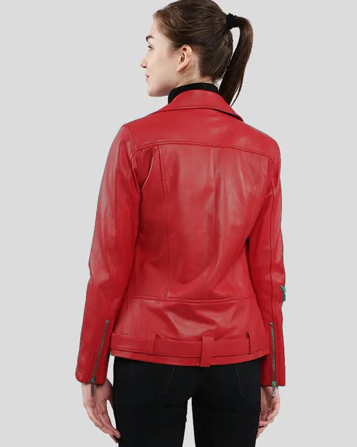 Diana Red Biker Leather Jacket - Vox Leather