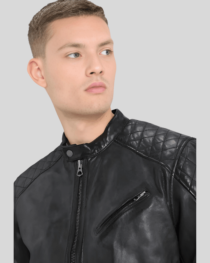 Dion Black Motorcycle Leather Jacket - Vox Leather