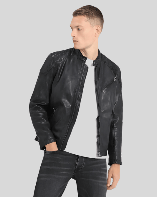 Dion Black Motorcycle Leather Jacket - Vox Leather