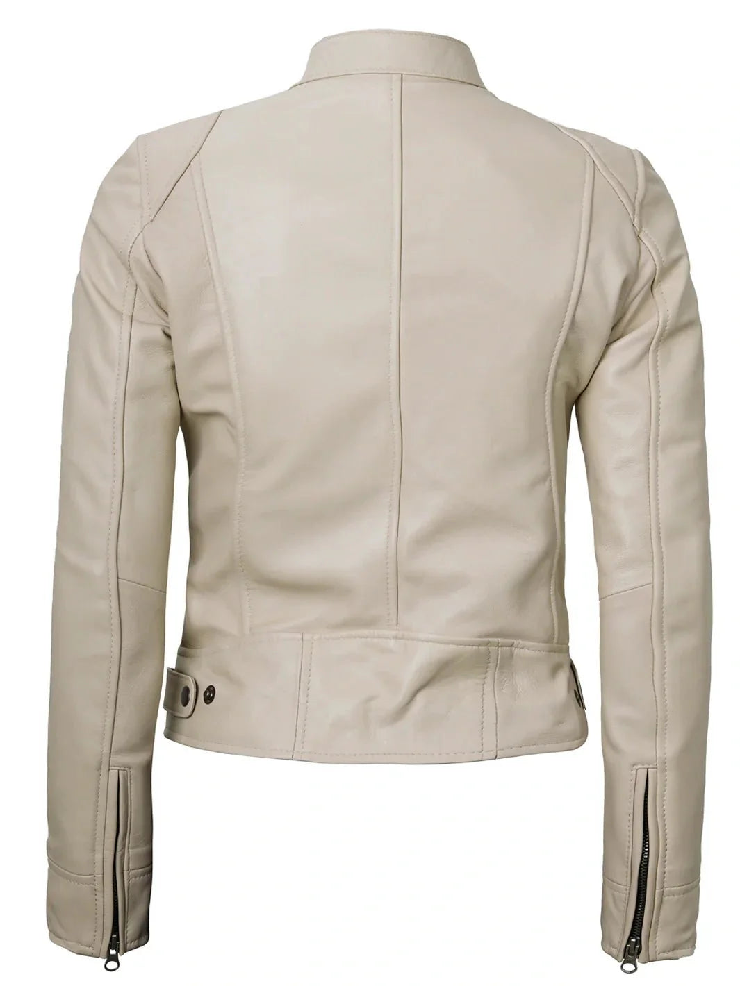 Dodge Women's Beige Leather Cafe Racer Jacket - Rare Leather