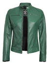 Dodge Womens Motorcycle Green Leather Jacket - Vox Leather