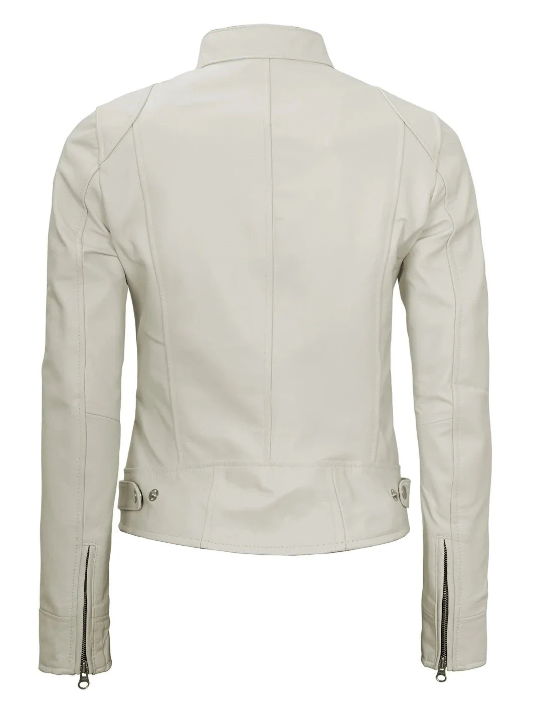Dodge Women's Off White Cafe Racer Leather Jacket - Rare Leather