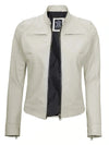 Dodge Women's Off White Cafe Racer Leather Jacket - Rare Leather