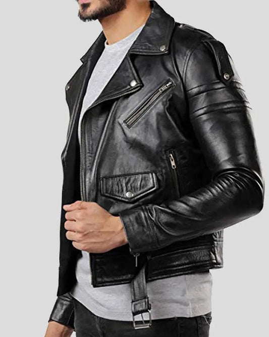 Donn Black Vintage Motorcycle Leather Jacket - Vox Leather