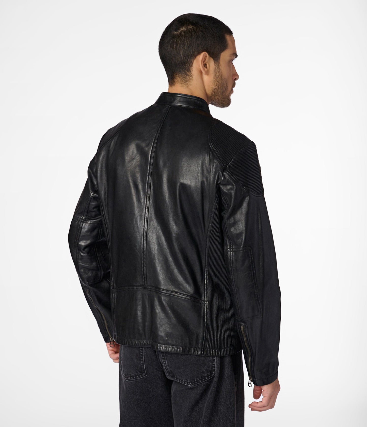 Drew Genuine Leather Jacket With Accordian Shoulder - Rare Leather