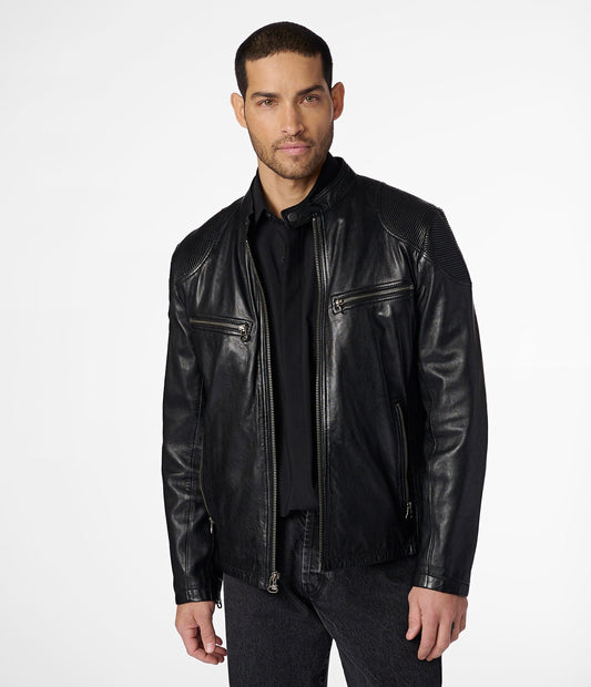 Drew Genuine Leather Jacket With Accordian Shoulder - Rare Leather