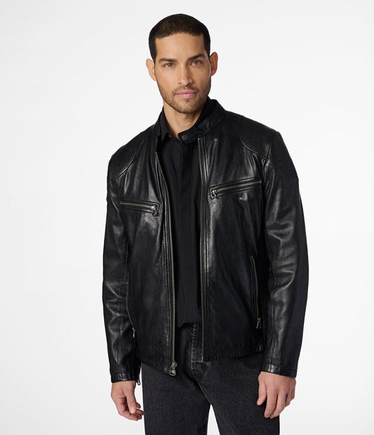 Drew Genuine Leather Jacket With Accordian Shoulder - Vox Leather