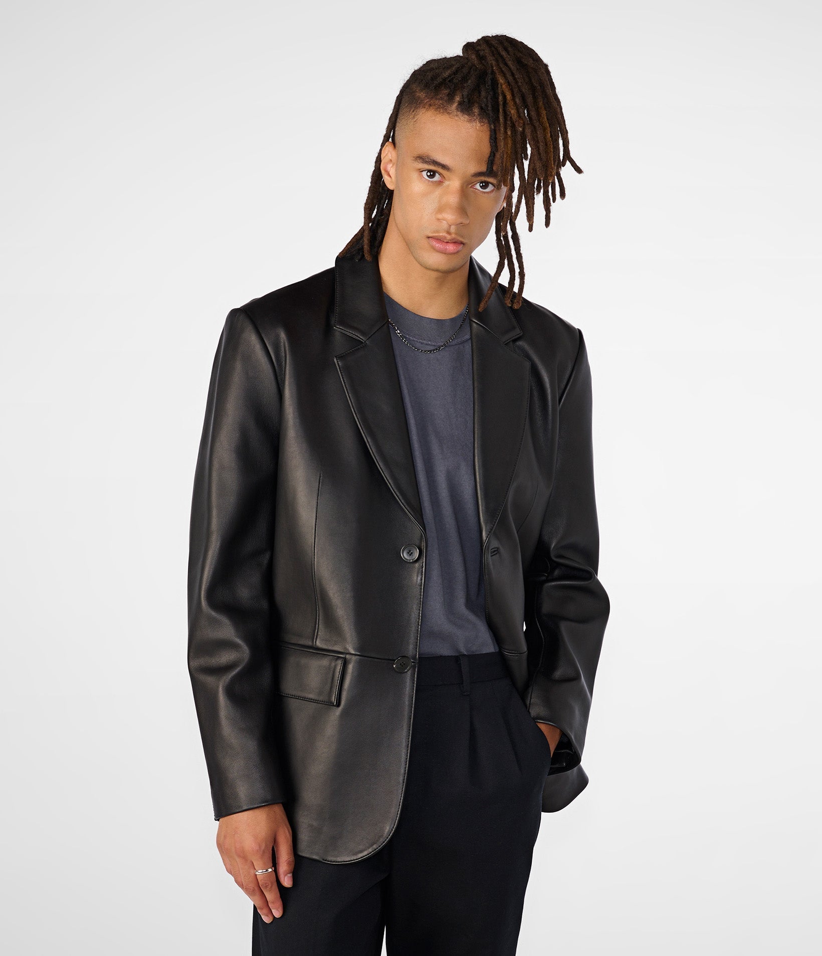 Dylan Two Button Genuine Leather Blazer - Rare Leather