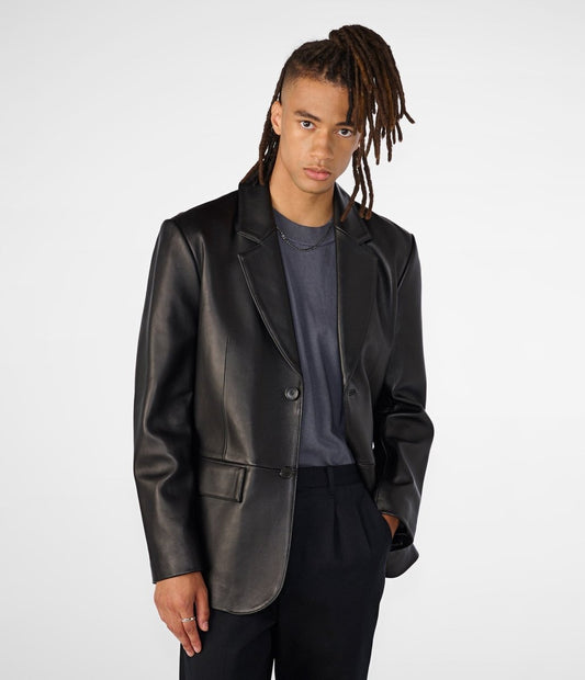 Dylan Two Button Genuine Leather Blazer - Vox Leather