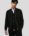 Eclipse Black Suede Bomber Leather Jacket - Vox Leather