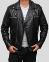 Eden Black Biker Leather Jacket - Vox Leather