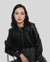 Elegant Noir Black Leather Bomber Jacket - Rare Leather