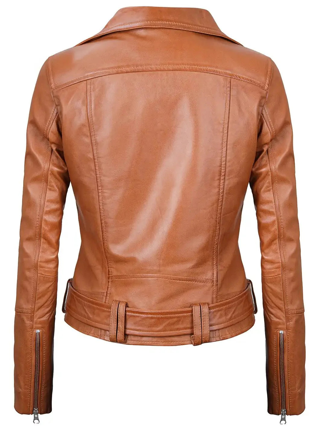 Elisa Womens Light Brown Biker Leather Jacket - Rare Leather