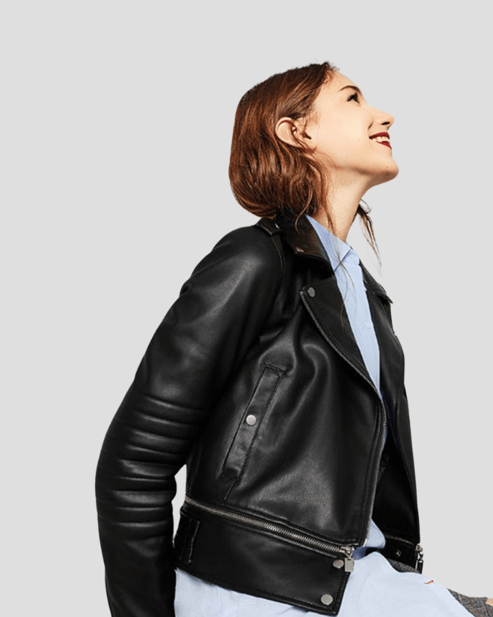 Elise Black Biker Leather Jacket - Rare Leather
