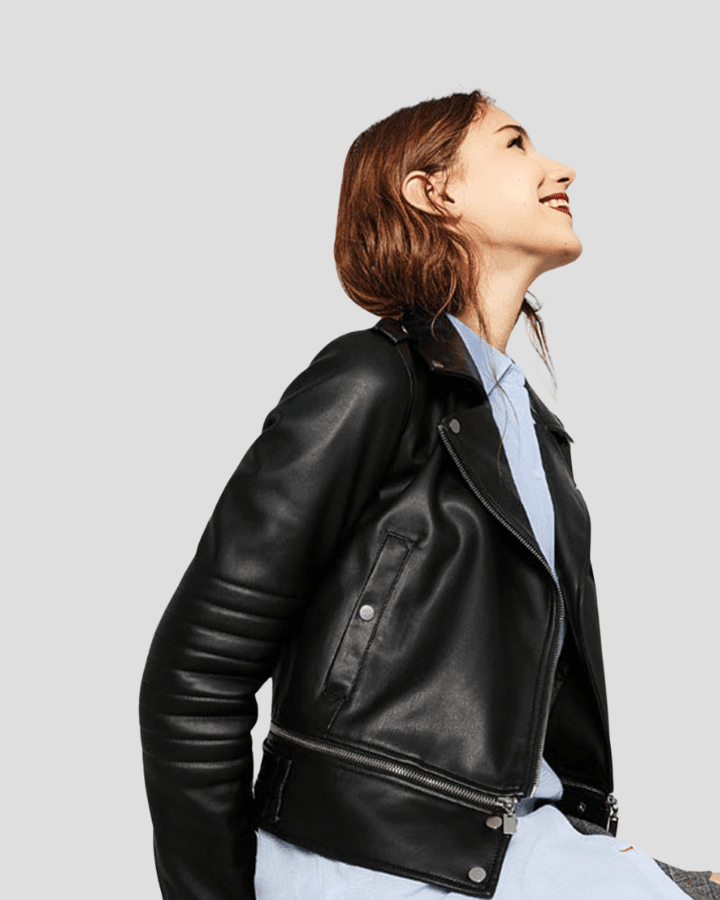 Elise Black Biker Leather Jacket - Vox Leather